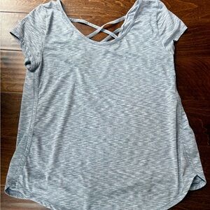 Gray Short Sleeve Calvin Klein Spacedye Athletic Top